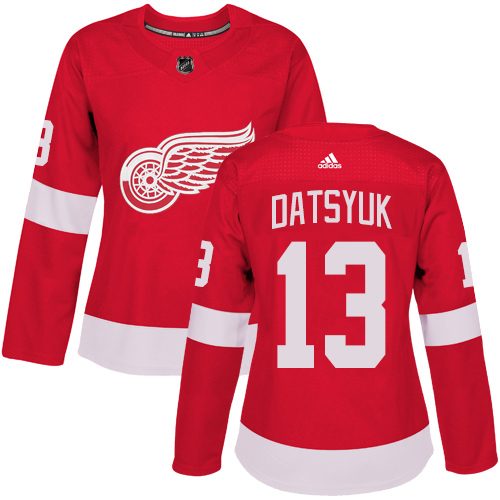 Adidas Detroit Red Wings 13 Pavel Datsyuk Red Home Authentic Women Stitched NHL Jersey